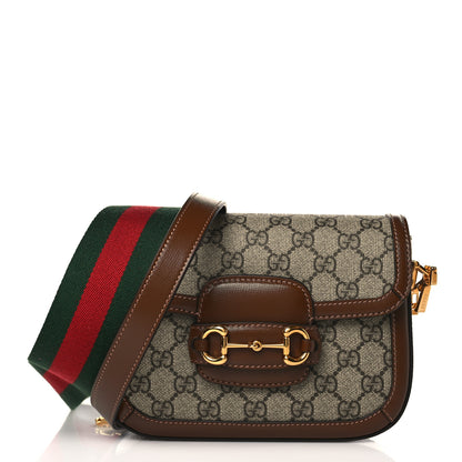 Gucci GG Supreme Monogram Web Mini Horsebit 1955 Shoulder Bag Beige Brown Sugar 1 of 10