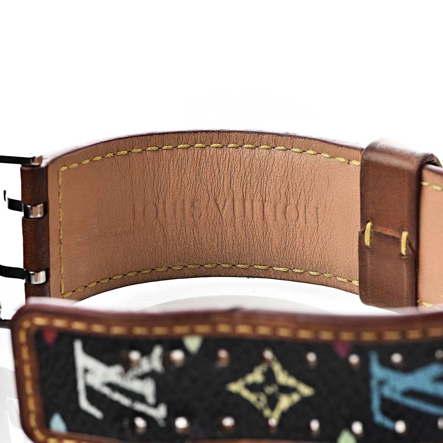 Louis Vuitton Stainless Steel Monogram Multicolor Pink Mother of Pearl 28mm Tambour Murakami Quartz Watch 6 of 11