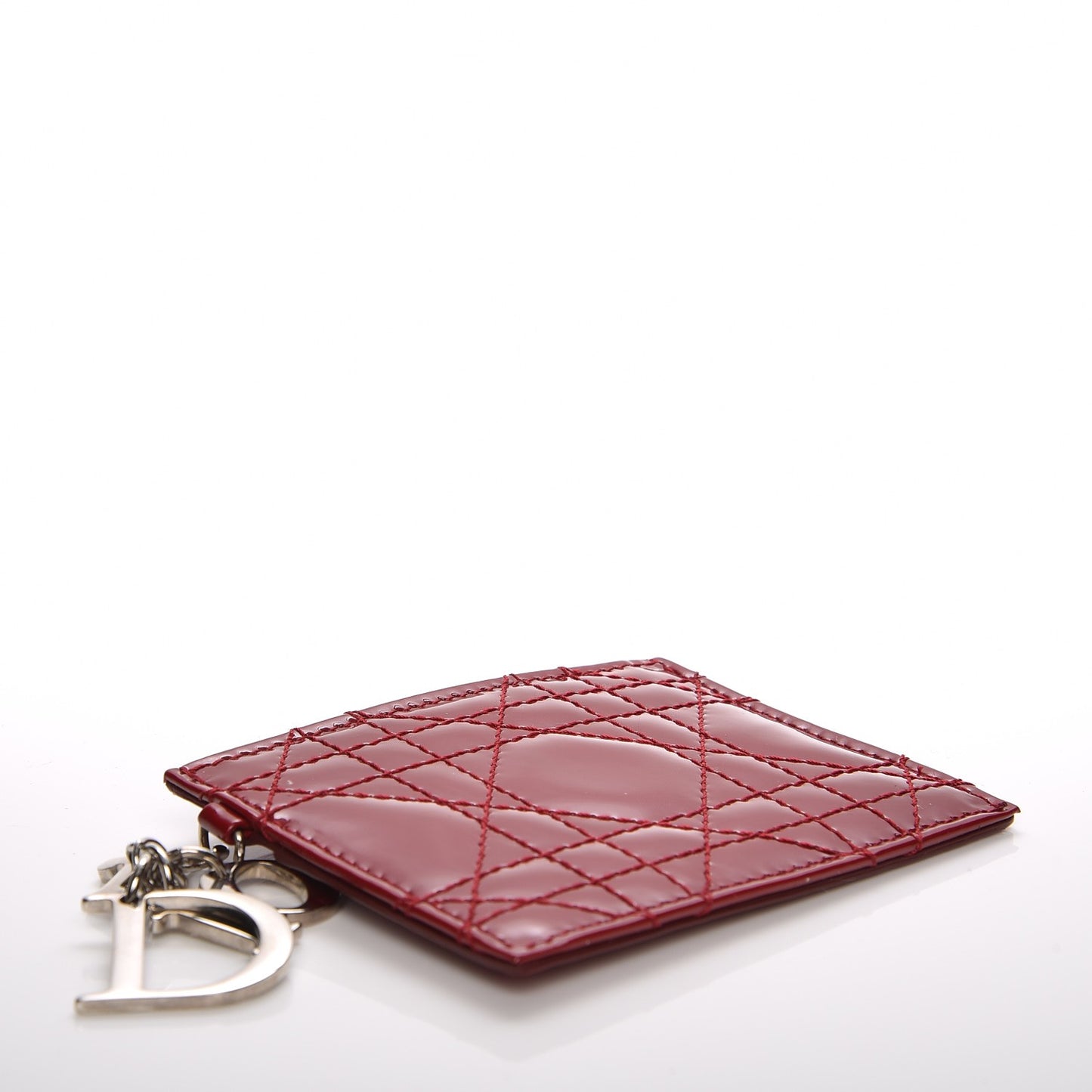 Patent Cannage Lady Dior Card Holder Scarlet