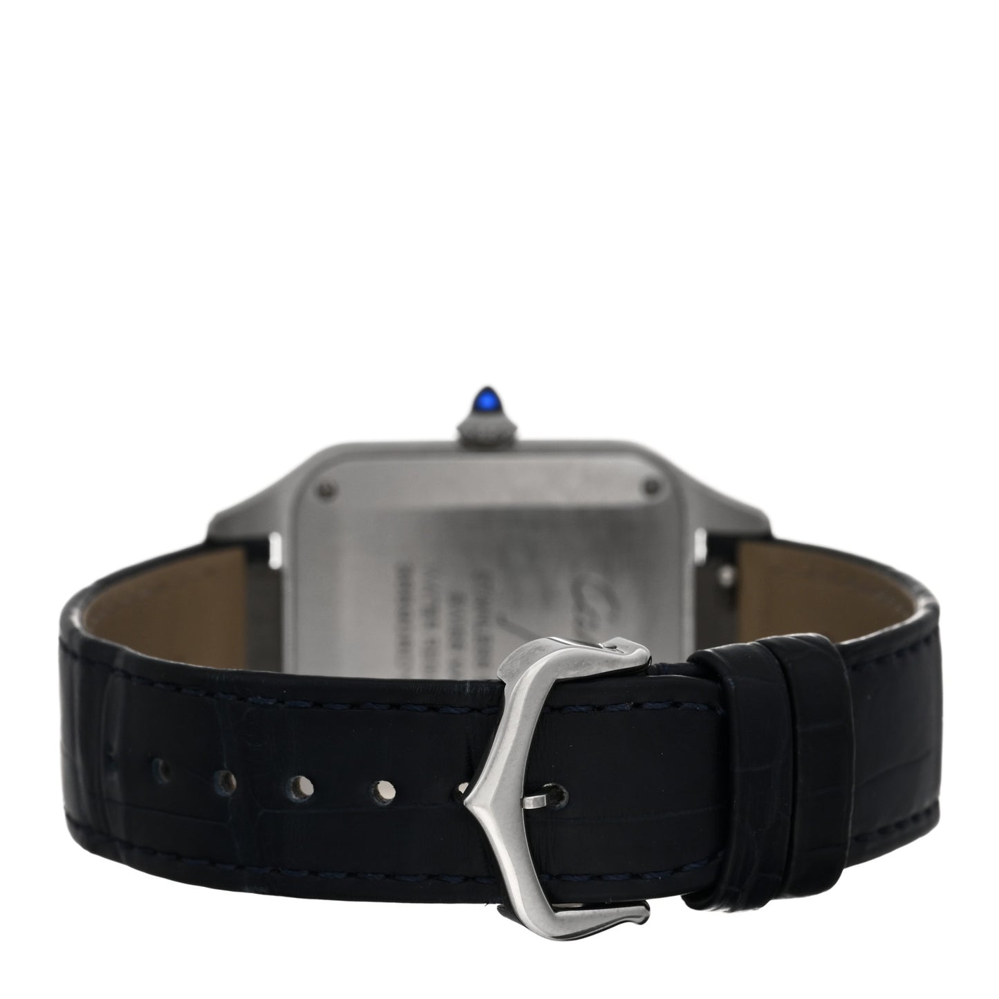 Stainless Steel Alligator 31.4mm Santos Dumont Quartz Watch Blue