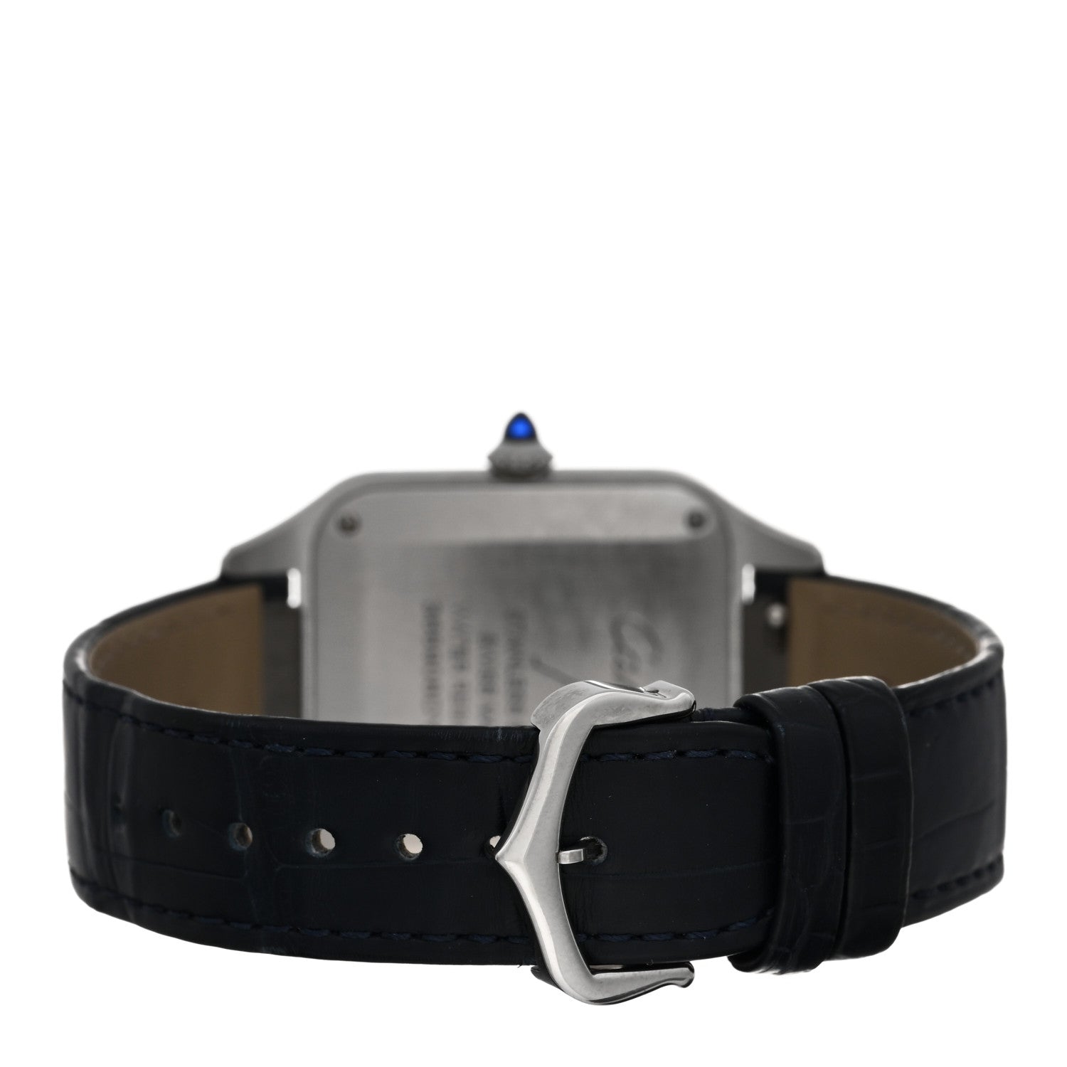 Cartier Stainless Steel Alligator 31.4mm Santos Dumont Quartz Watch Blue 3 of 4