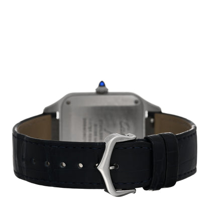 Cartier Stainless Steel Alligator 31.4mm Santos Dumont Quartz Watch Blue 3 of 4