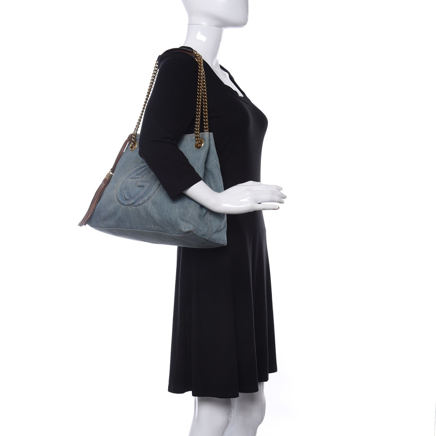 Gucci Denim Medium Soho Chain Shoulder Bag Blue 2 of 13