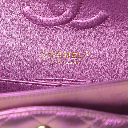 Chanel Iridescent Lambskin Quilted Medium Double Flap Purple 6 of 11