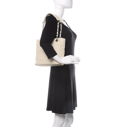 Chanel Caviar Quilted Petit Shopping Tote PST White 2 of 11
