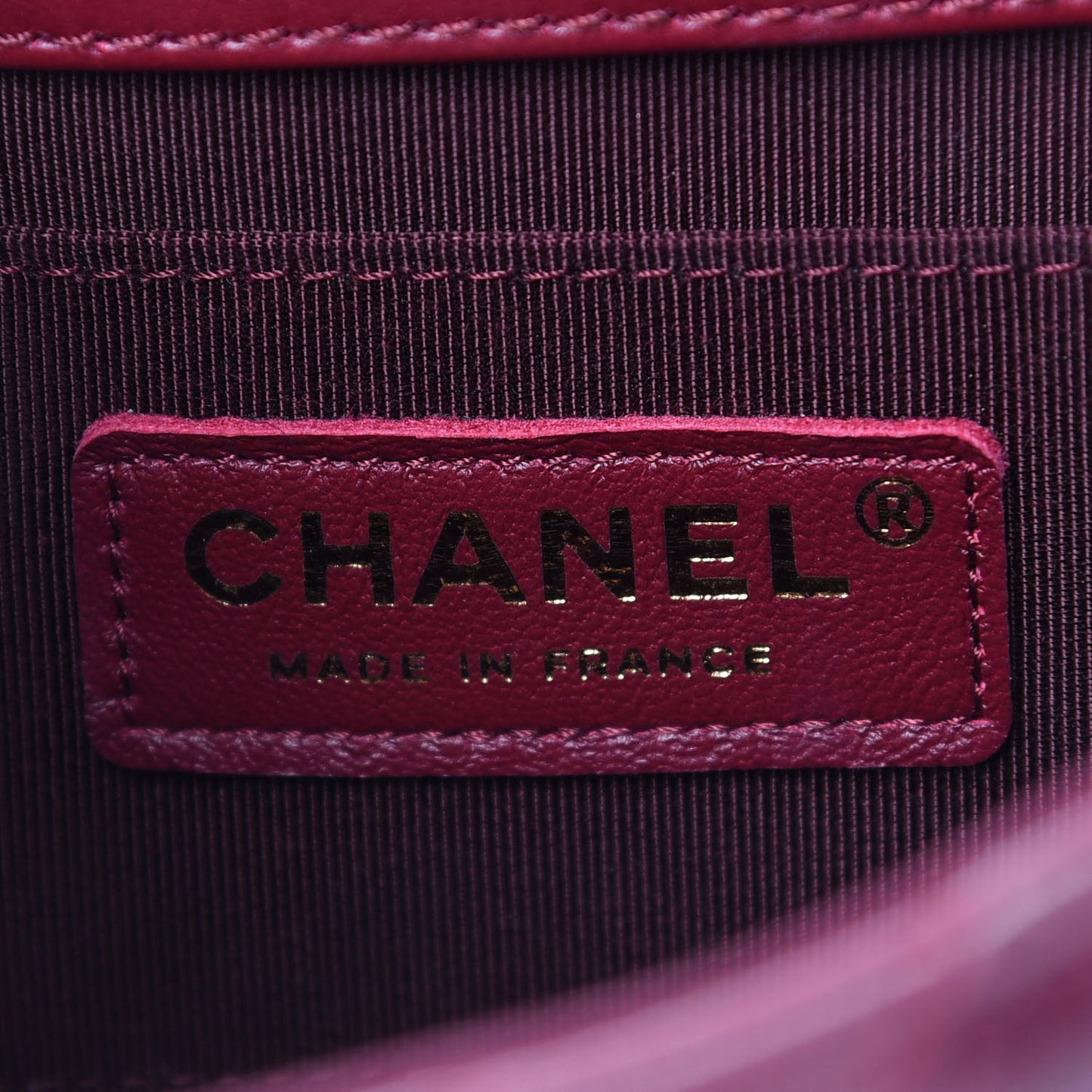 Glazed Calfskin Chevron Quilted Small Hampton Flap Burgundy