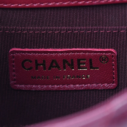 Chanel Glazed Calfskin Chevron Quilted Small Hampton Flap Burgundy 6 of 9