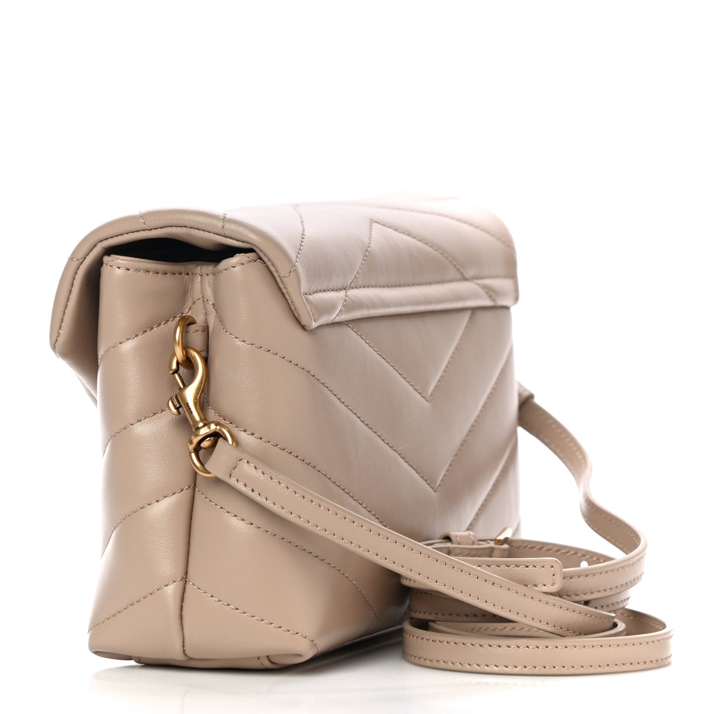 Calfskin Y Quilted Monogram Toy Loulou Crossbody Bag Latte