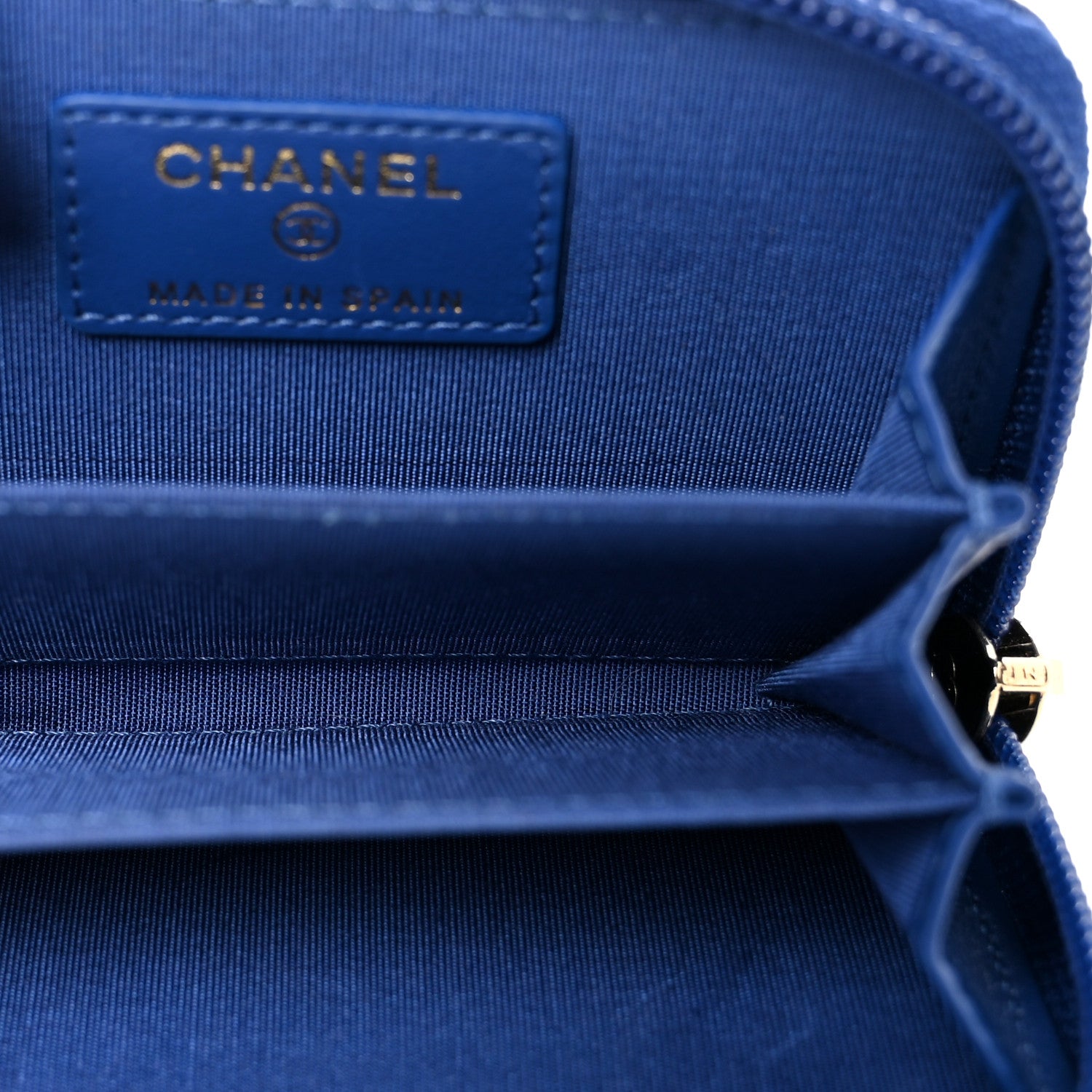 Chanel Caviar Quilted Boy Zip Around Coin Purse Wallet Blue 5 of 8