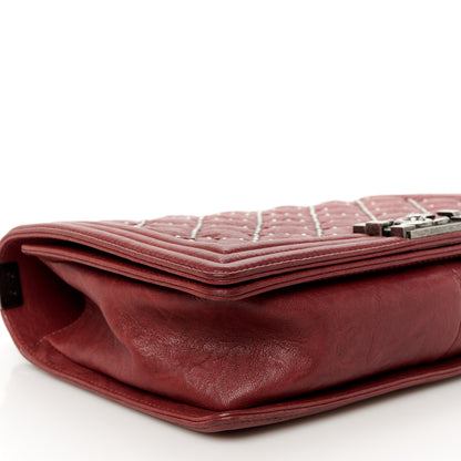 Chanel Crumpled Lambskin New Medium Studded Boy Flap Red 9 of 10