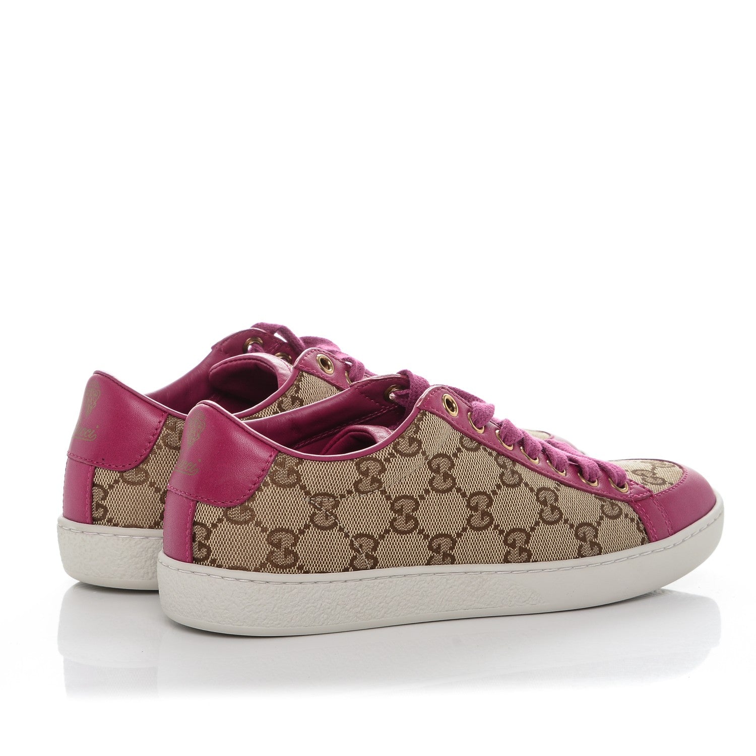 Gucci GG Supreme Monogram Brooklyn Sneakers 35.5 Beige New Rosette 4 of 8