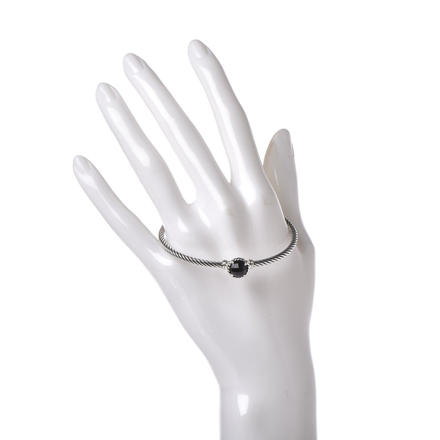 Sterling Silver Black Onyx 3mm Chatelaine Bracelet