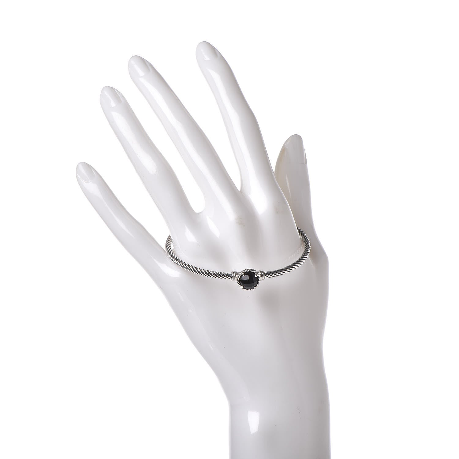 David Yurman Sterling Silver Black Onyx 3mm Chatelaine Bracelet 2 of 5