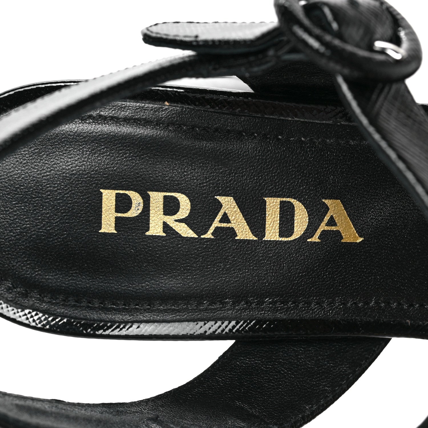 Prada Vernice Saffiano Embossed Crisscross Platform 20/65mm Sandals 36 Black 5 of 8