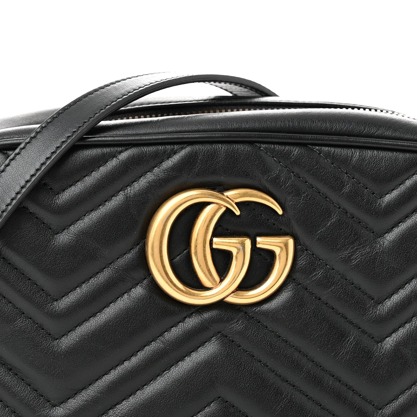 Calfskin Matelasse Small GG Marmont Chain Shoulder Bag Black