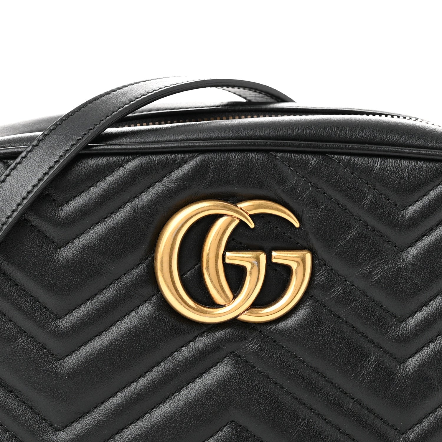 Gucci Calfskin Matelasse Small GG Marmont Chain Shoulder Bag Black 8 of 11