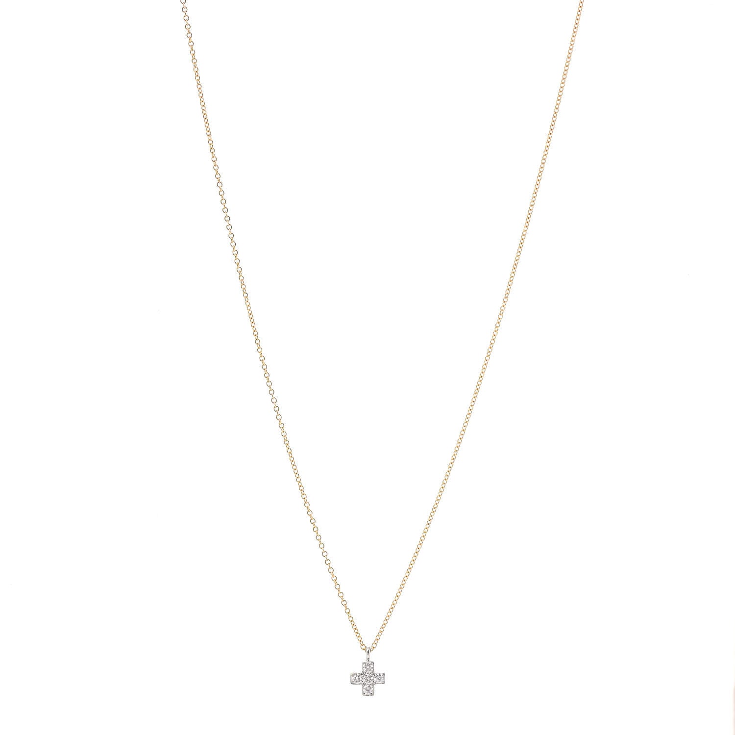 Tiffany 18K Yellow Gold Platinum Diamond Cruciform Cross Pendant Necklace 1 of 6