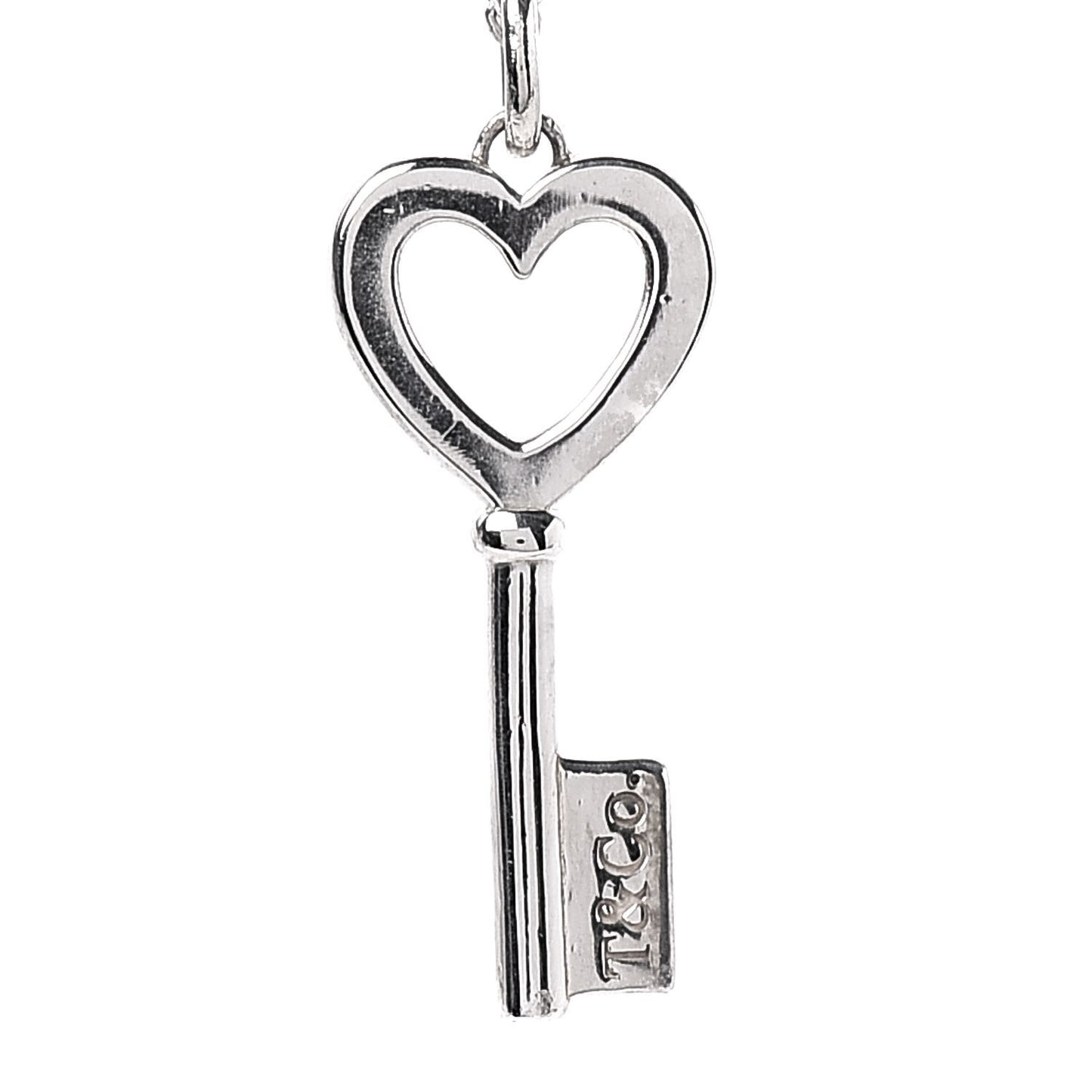 Sterling Silver Mini Heart Key Pendant Necklace