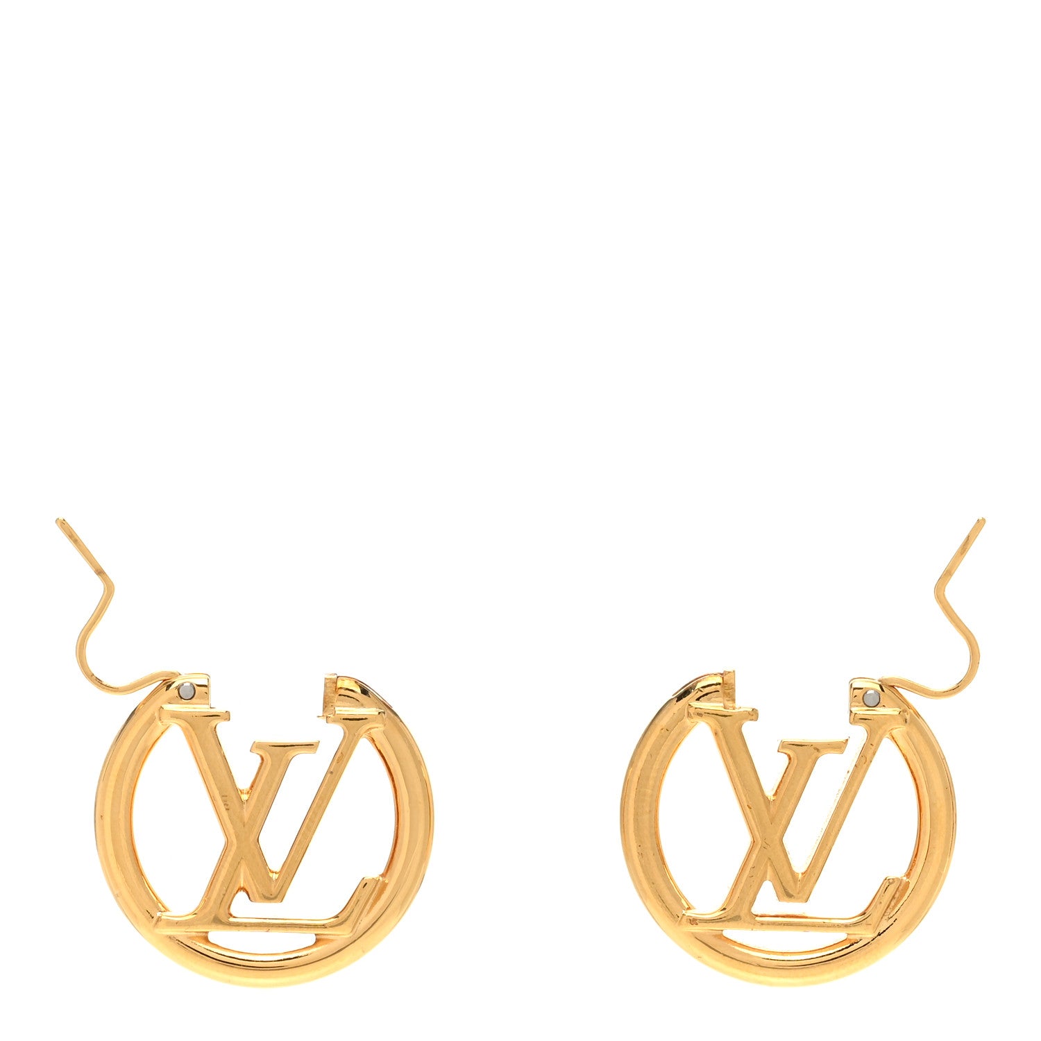 Louis Vuitton Metal Small Louise Hoop Earrings Gold 3 of 5