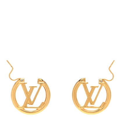 Louis Vuitton Metal Small Louise Hoop Earrings Gold 3 of 5