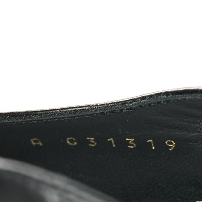 Chanel Calfskin Crocodile Embossed Patent Cap Toe CC Slingback Flats 38 Black 6 of 9