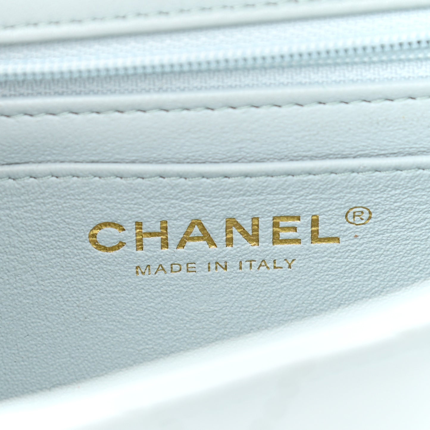 Lambskin Quilted Mini Top Handle Rectangular Flap Light Blue