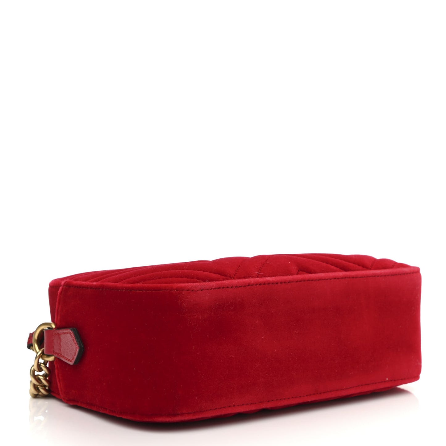 Velvet Matelasse Small GG Marmont Chain Shoulder Bag Hibiscus Red