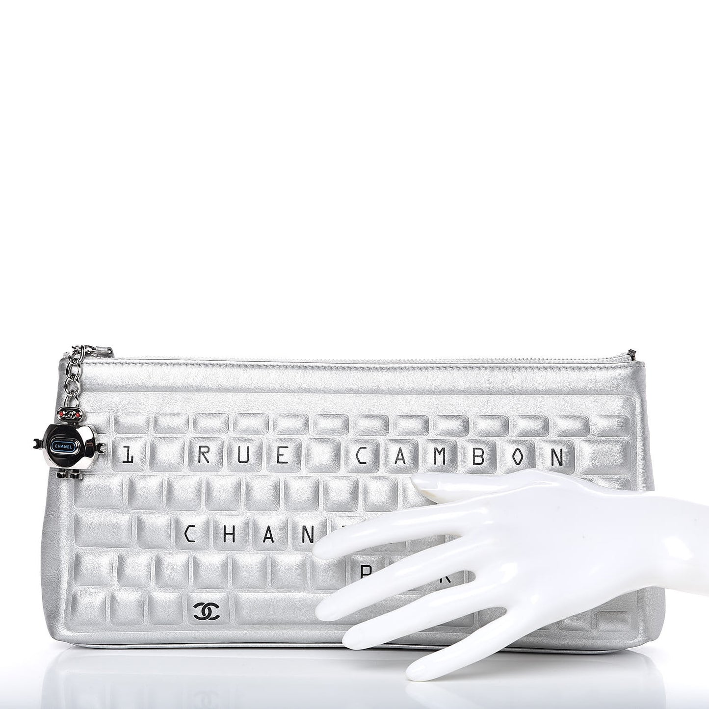 Metallic Calfskin Keyboard Pouch Silver