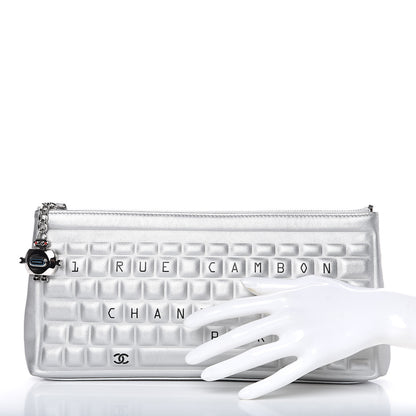 Chanel Metallic Calfskin Keyboard Pouch Silver 2 of 11