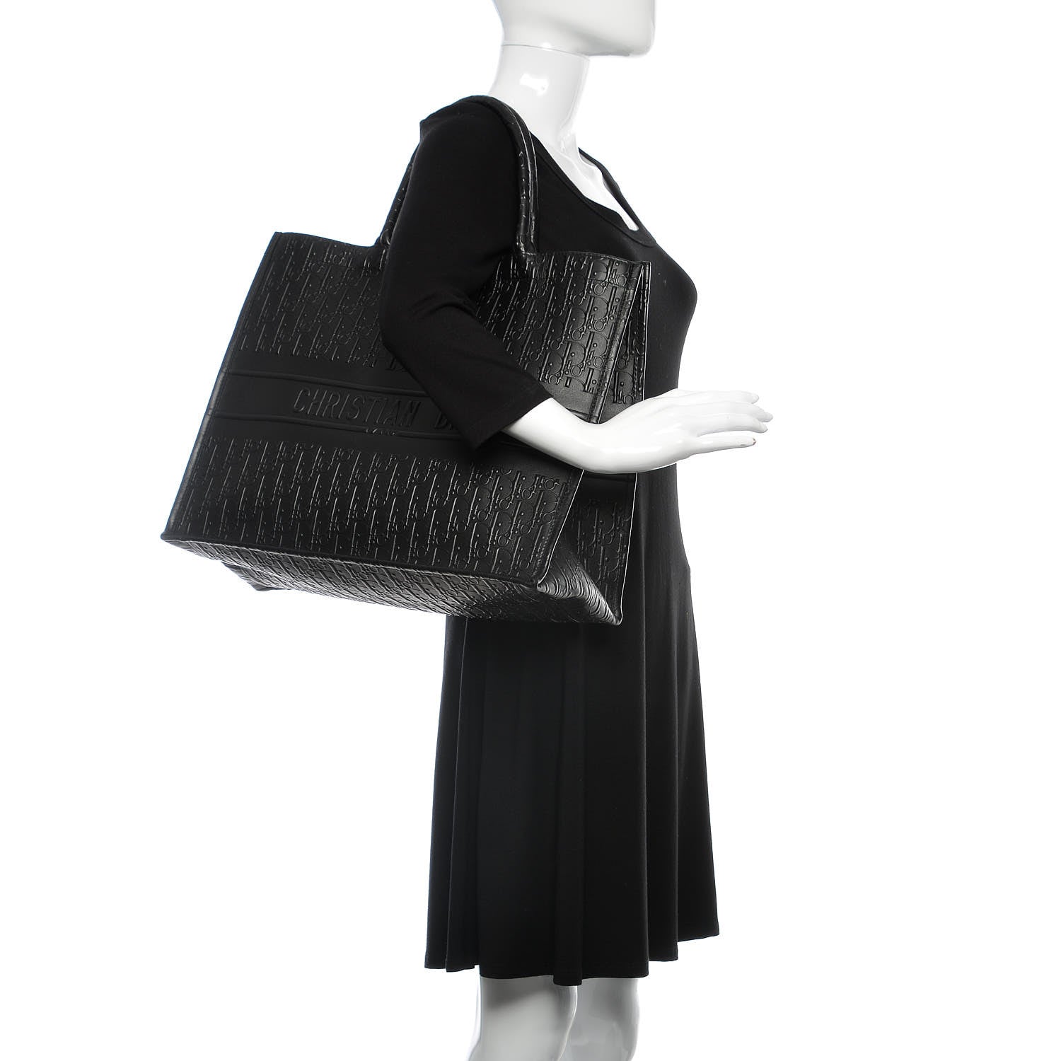 Christian Dior Oblique Calfskin Embossed Book Tote Black 2 of 9