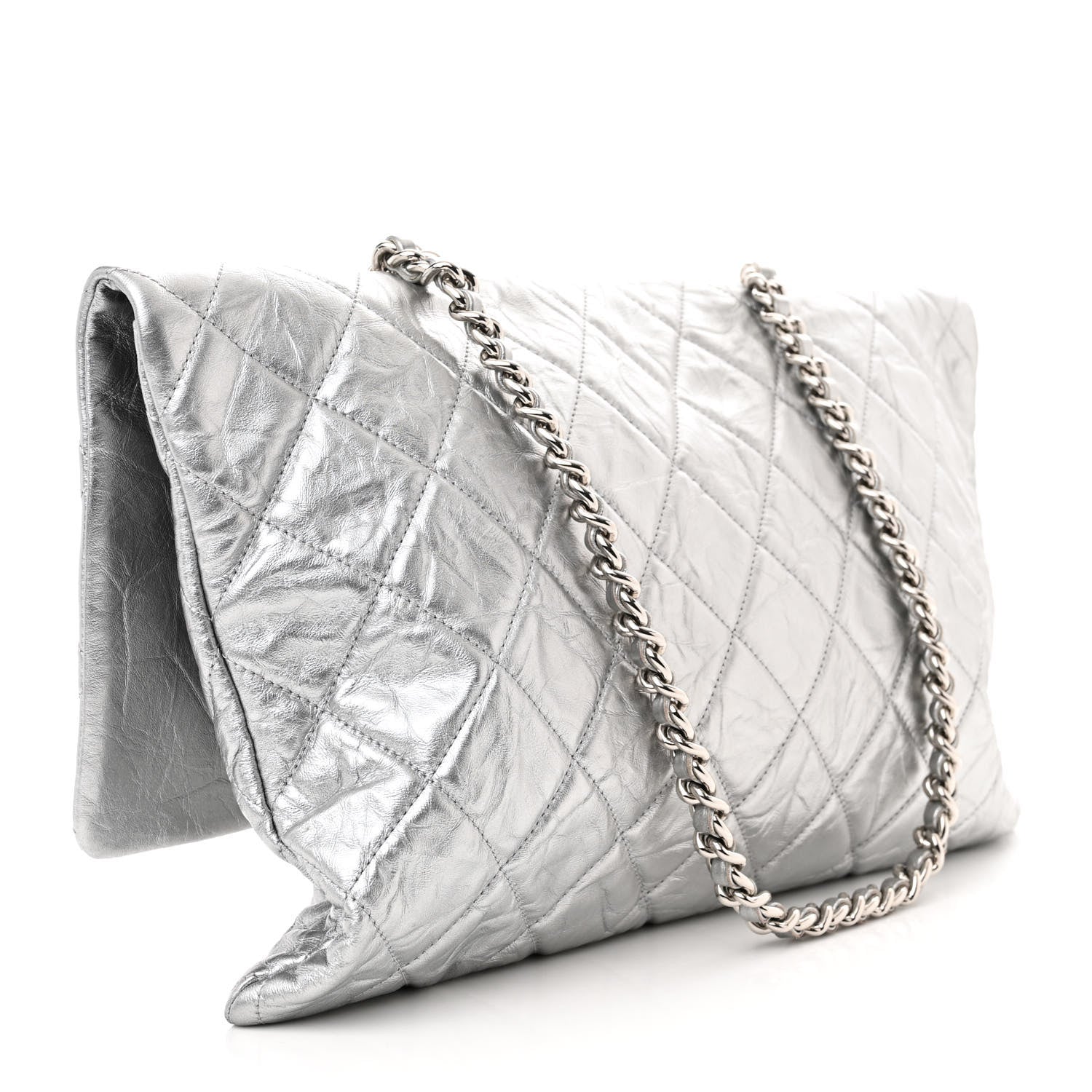 Chanel Metallic Crumpled Calfskin Big Bang Large Flap Bag Silver 3 of 14