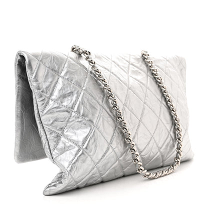 Chanel Metallic Crumpled Calfskin Big Bang Large Flap Bag Silver 3 of 14