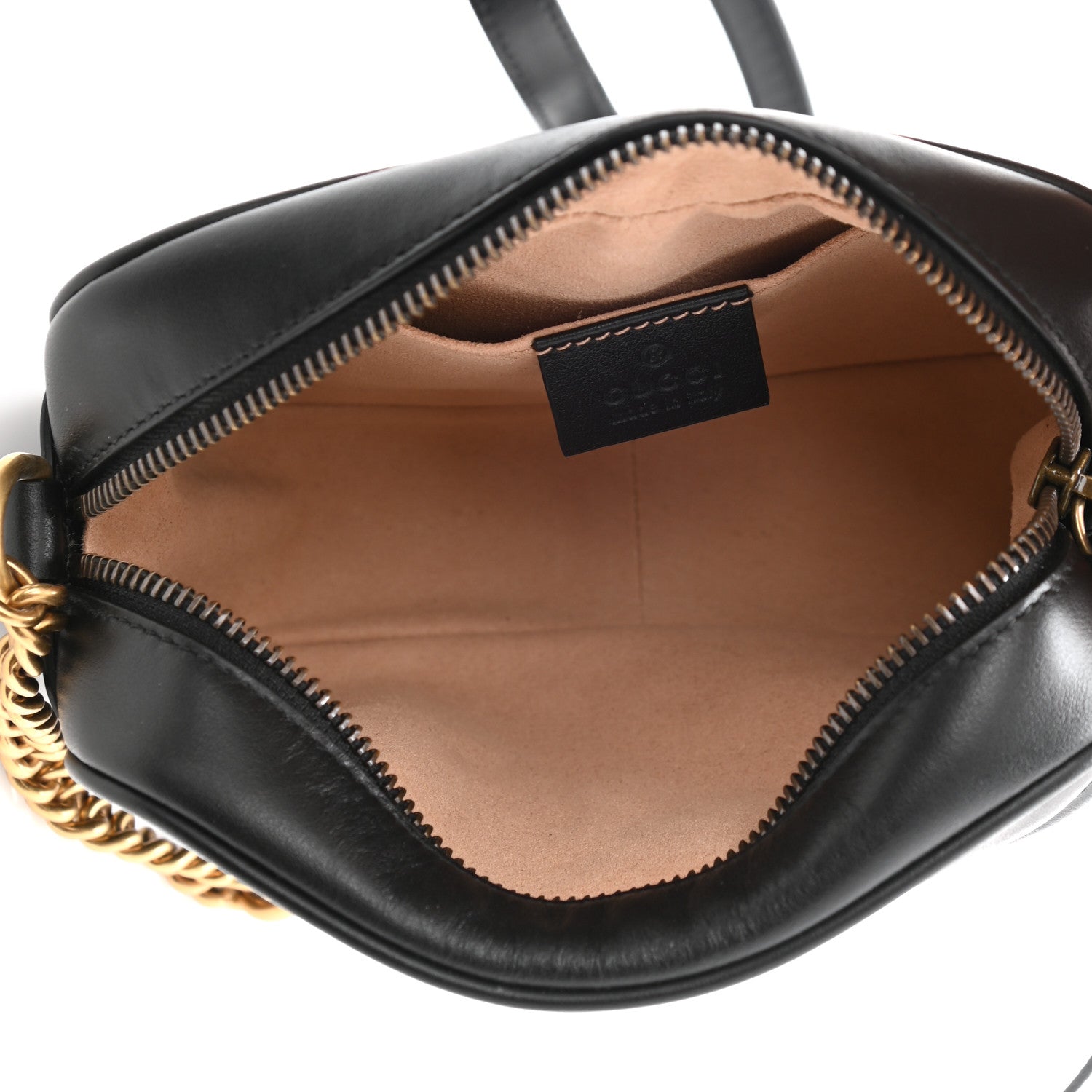 Gucci Calfskin Matelasse Mini GG Marmont Chain Shoulder Bag Black 5 of 11