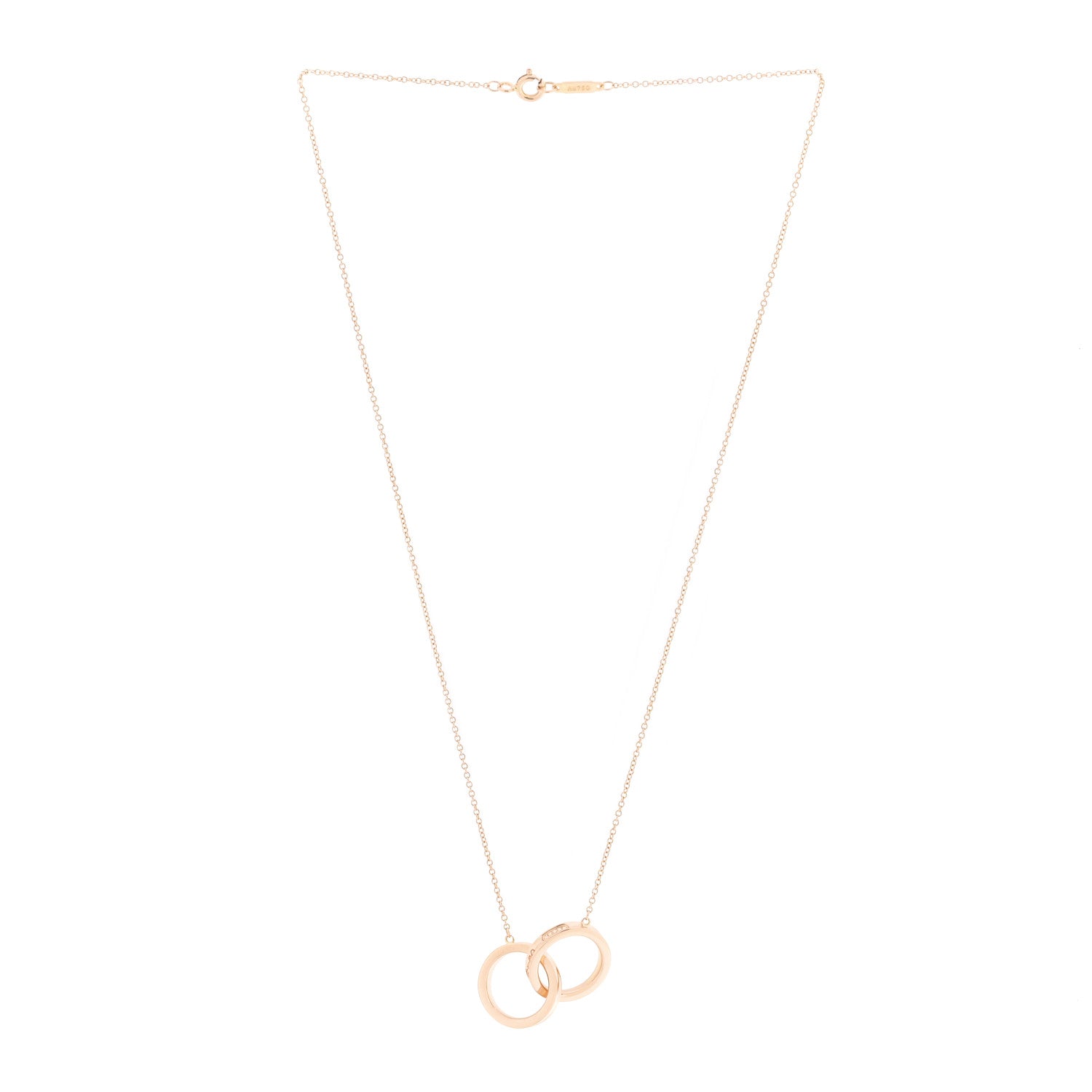 Tiffany 18K Rose Gold 1837 Interlocking Circles Pendant Necklace 3 of 6
