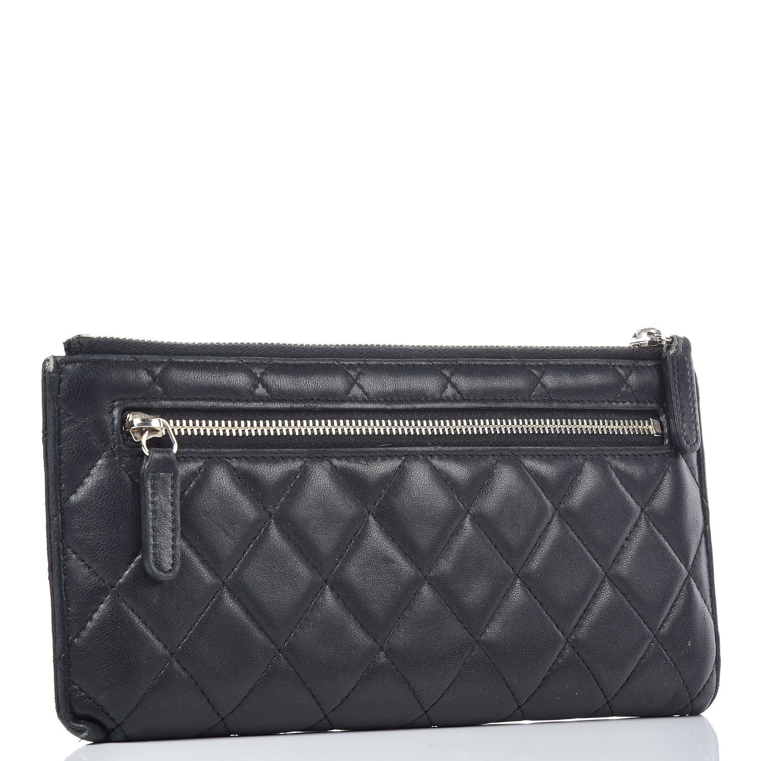 Chanel Lambskin Quilted Zip Pouch Black 3 of 13