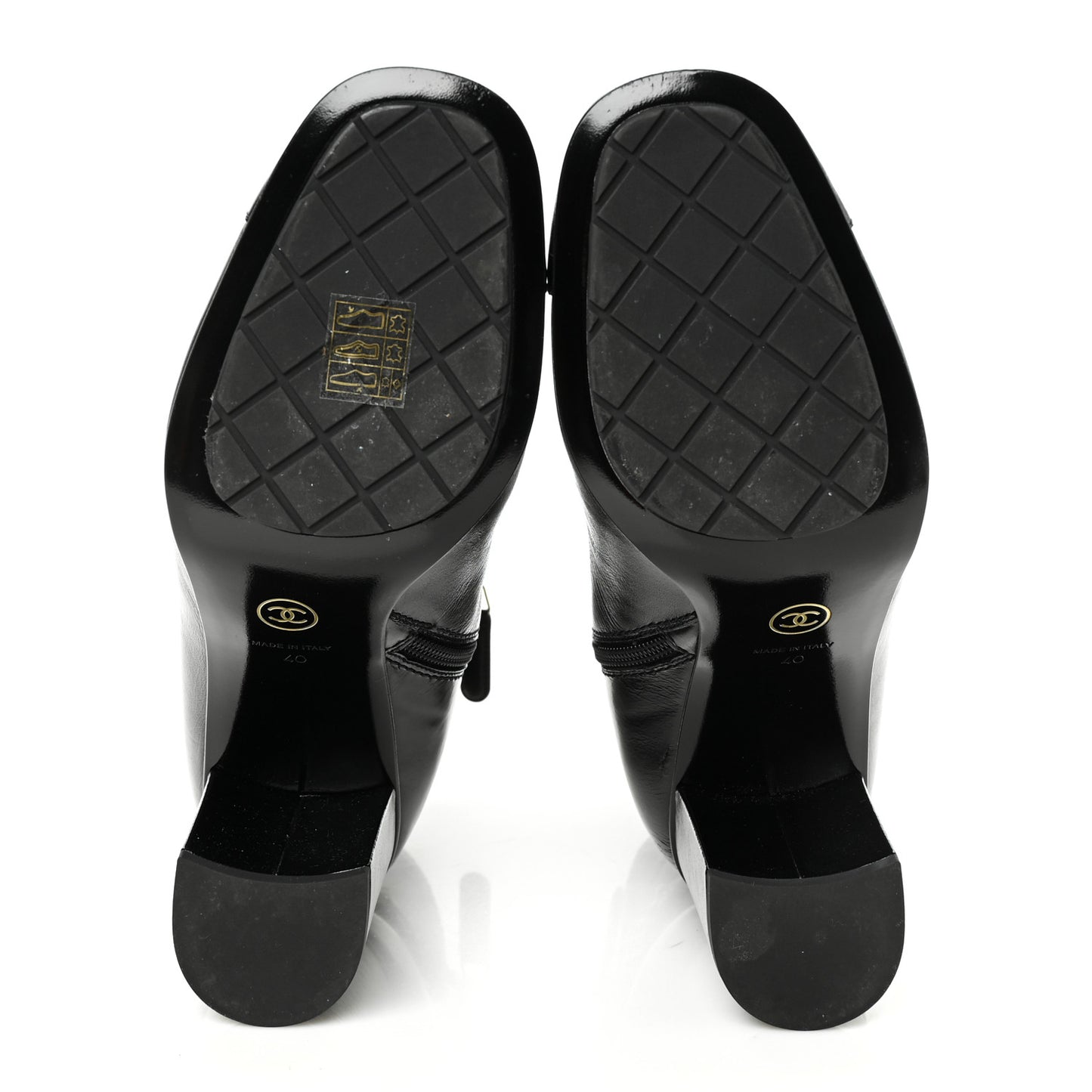 Crumpled Calfskin Cap Toe Chain Short Boots 40 Black