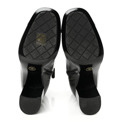 Chanel Crumpled Calfskin Cap Toe Chain Short Boots 40 Black 5 of 7