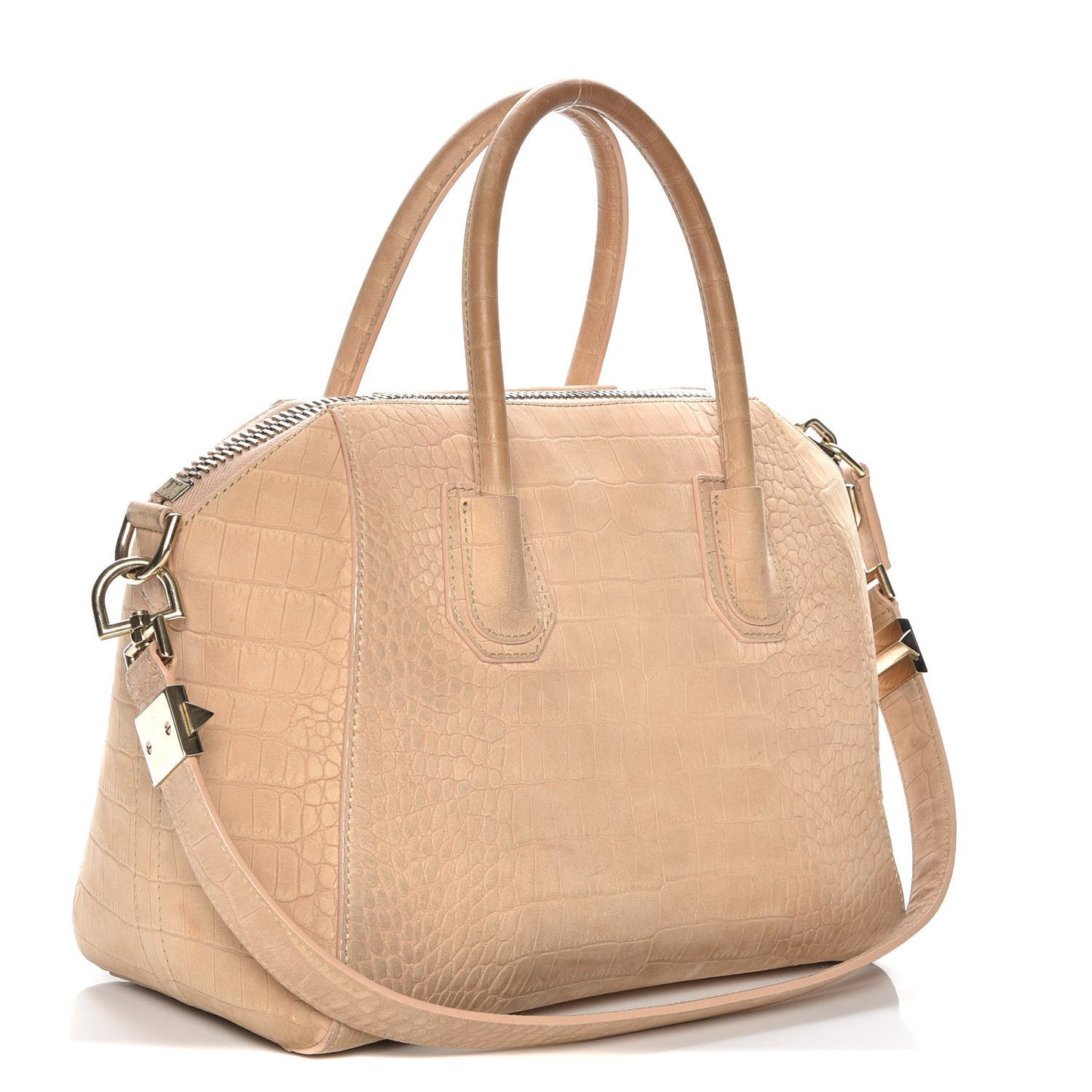 Nubuck Crocodile Embossed Small Antigona Beige