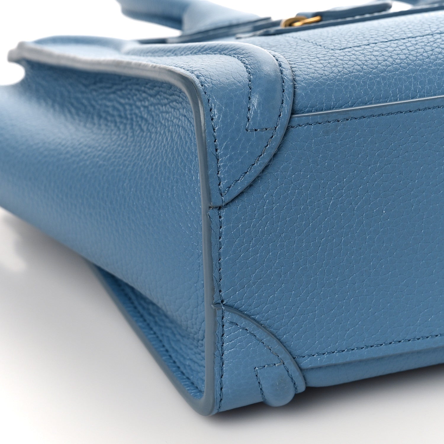 Celine Drummed Calfskin Nano Luggage Azure 7 of 10