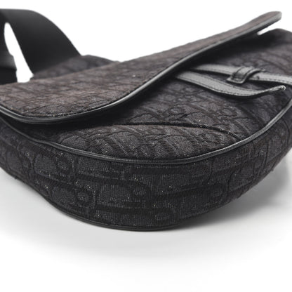 Christian Dior Oblique Mens Saddle Bag Black Blue 5 of 8