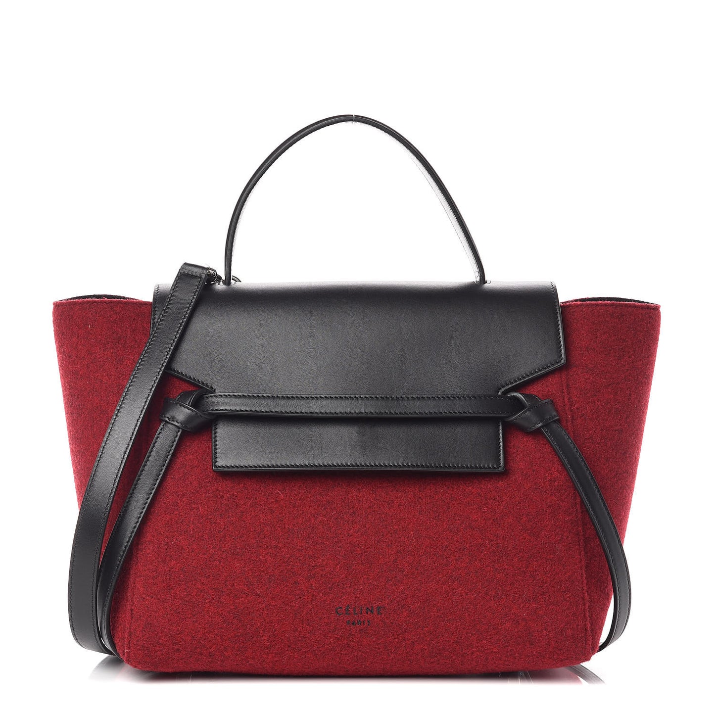 Felt Smooth Calfskin Mini Belt Bag Red