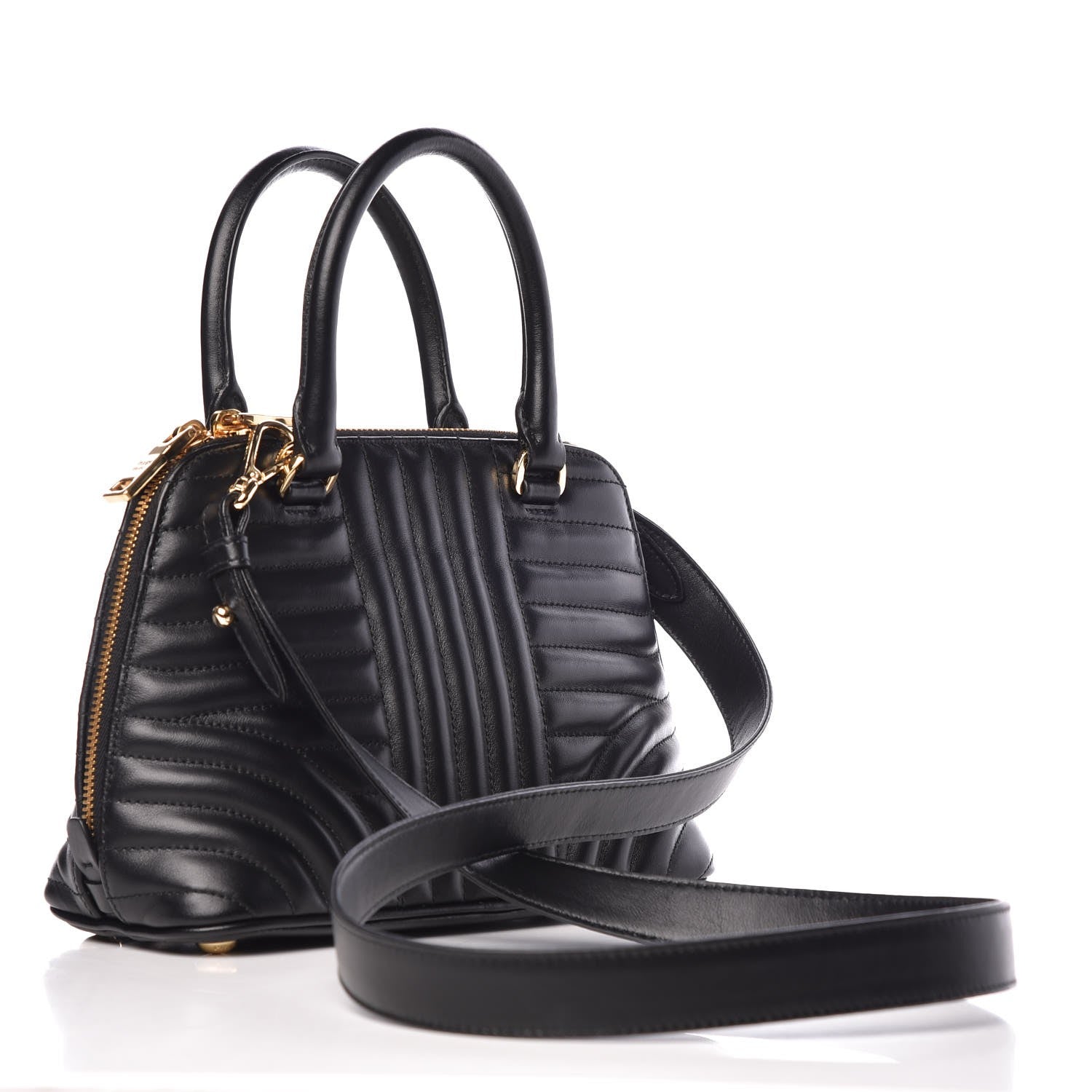 Prada Soft Calfskin Impunture Diagramme Promenade Tote Black 4 of 8