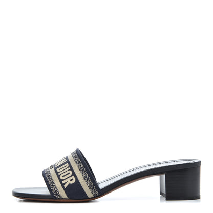 Christian Dior Cotton Embroidered Dway 40mm Slide Sandals 41 Deep Blue 1 of 13