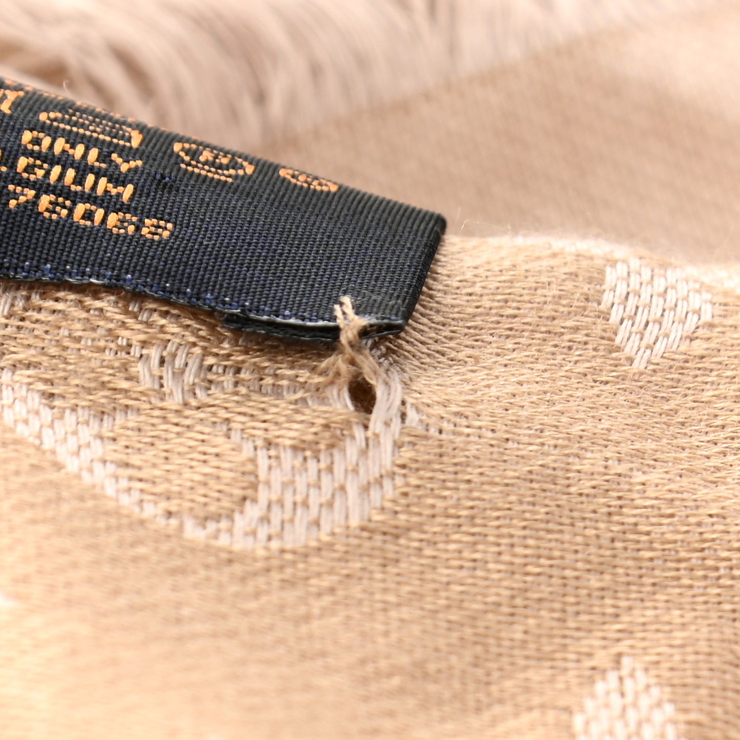 Silk Wool Monogram Denim Shawl Rose
