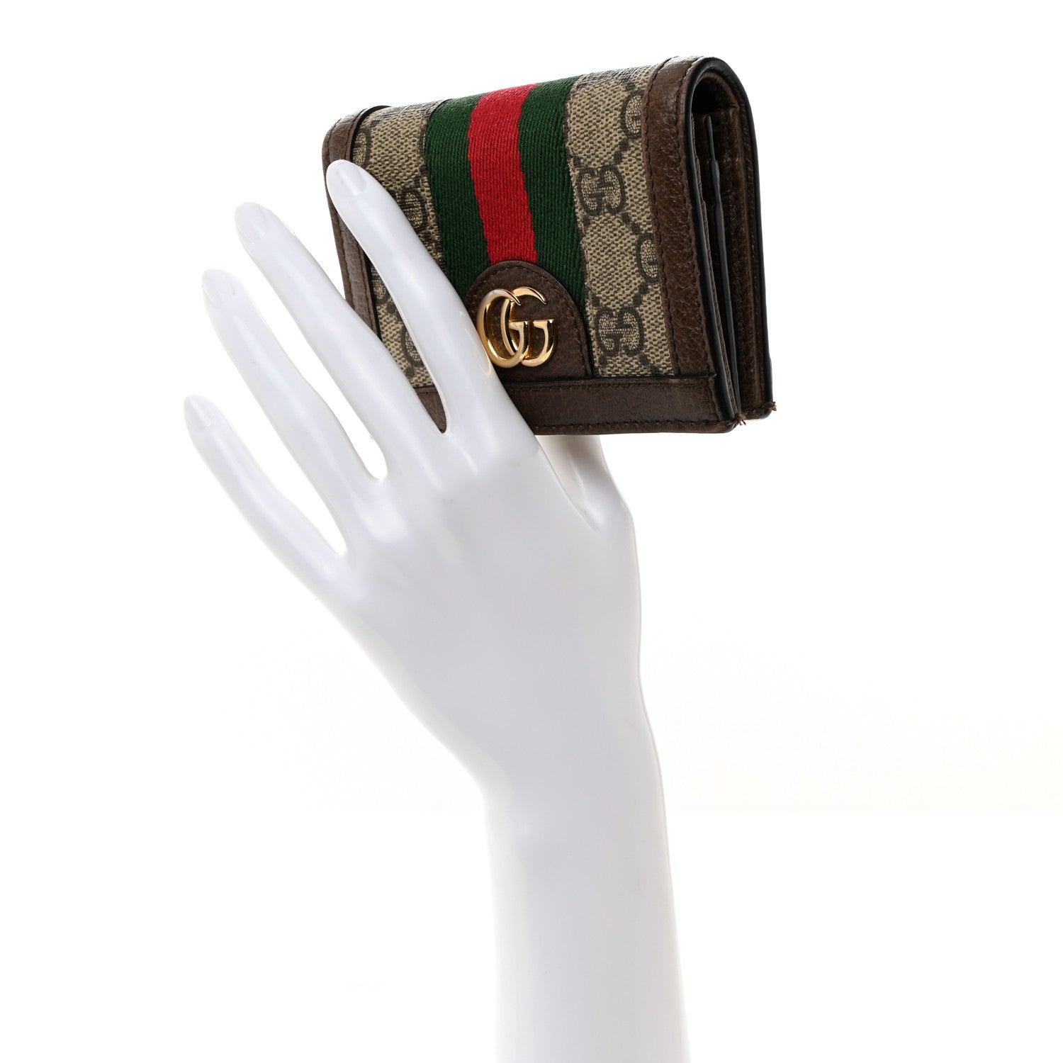 Gucci GG Supreme Monogram Web Ophidia Card Case Beige New Acero 2 of 9