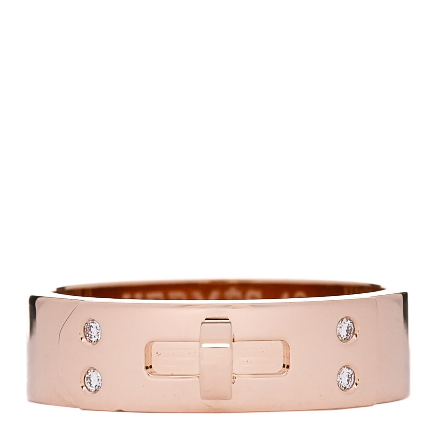 Hermes 18K Rose Gold Diamond PM Kelly Ring 48 4.5 1 of 4