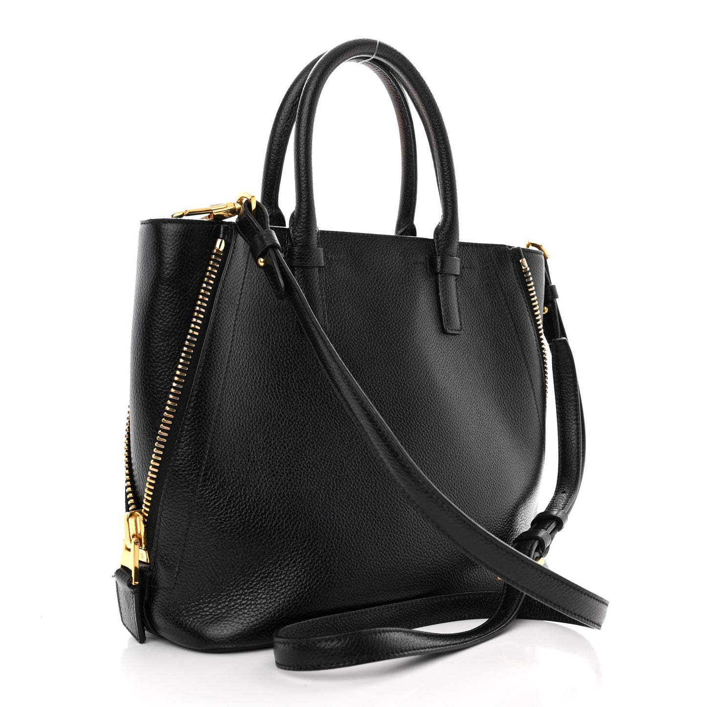 Pebbled Calfskin Small Jennifer Zip Tote Black