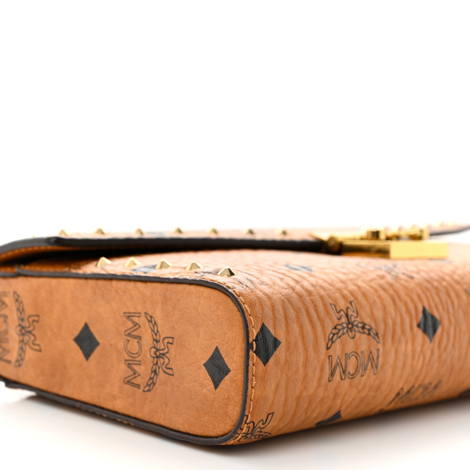 MCM Visetos Studded Medium Tracy Crossbody Cognac 9 of 10