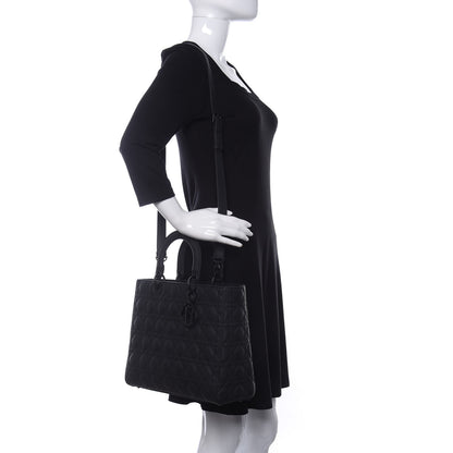 Christian Dior Ultra Matte Calfskin Cannage Large Lady Dior Black 2 of 9