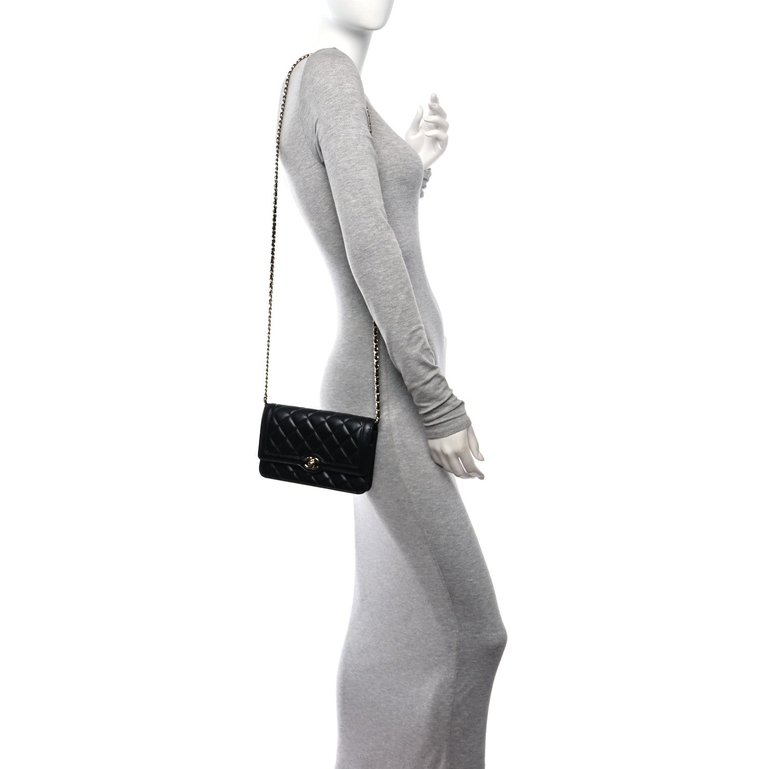 Chanel Lambskin Quilted CC Wallet On Chain WOC Black 2 of 12